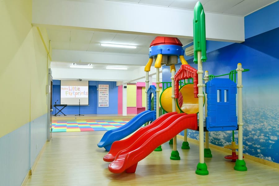 Indoor playground with slides